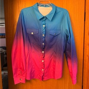 Blue Purple and Pink Ombre Button-Up Shirt
